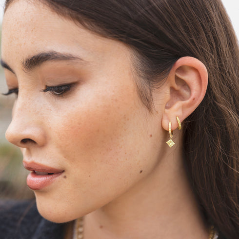 our related lemon yellow princess cut diamond earrings, up close<br>shop the look > lemon ice <span class='visuallyhidden'>Text, phone 323-404-2959 for shopping assistance.</span>